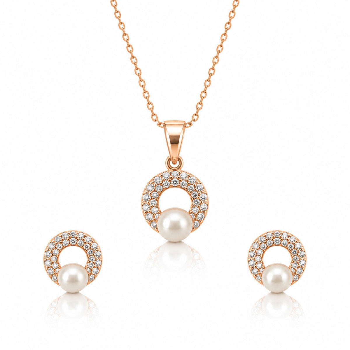Blush Orbit Rose Gold Pendant Set