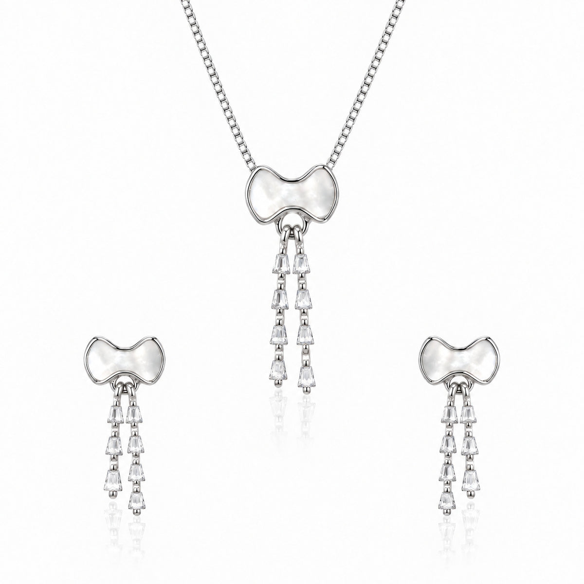 Silver Ribbon Rain Bow Necklace