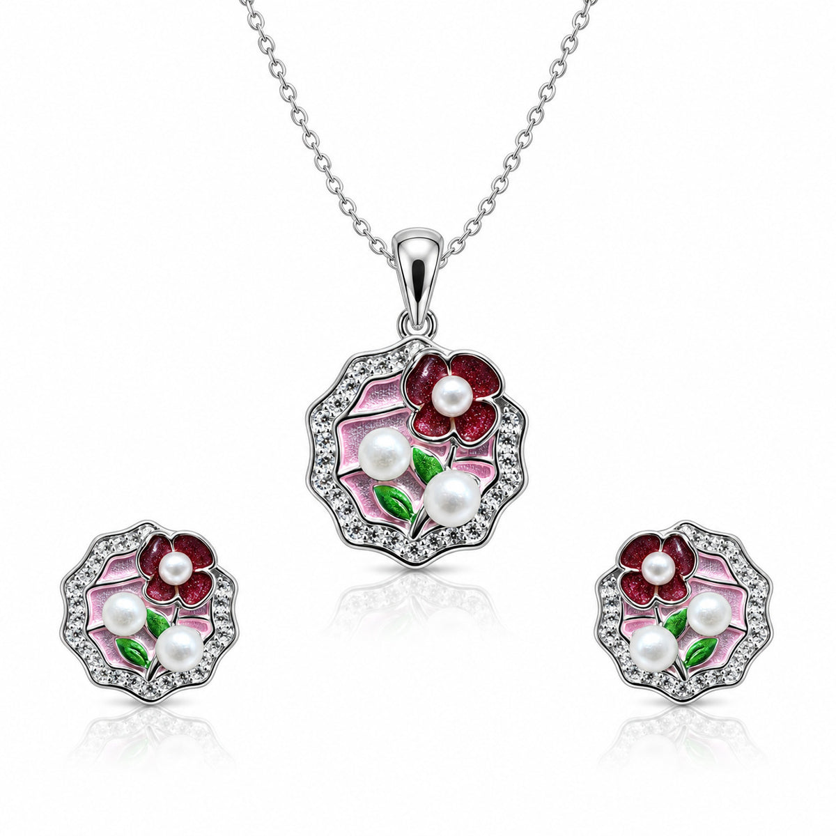 Flower Berry Patch Necklace Set