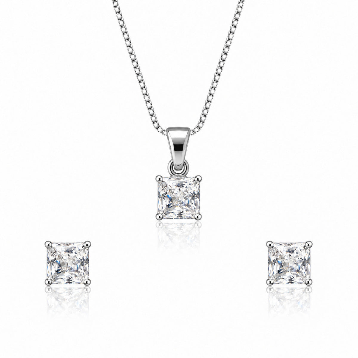 Solitaire Cube Spark Necklace Set