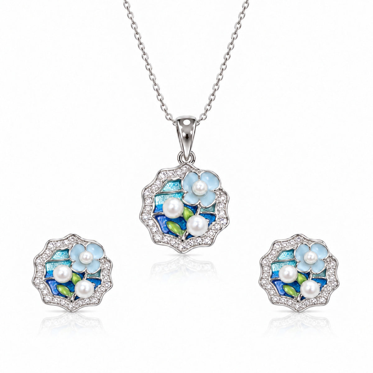 Silver Lagoon Patch Necklace Set
