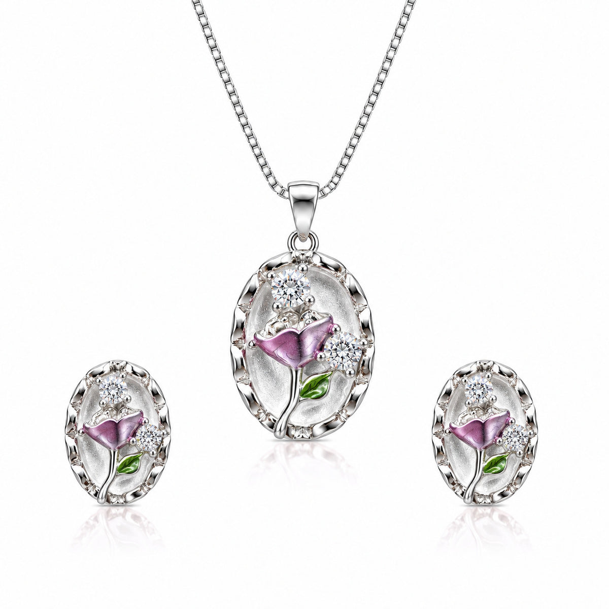 Lilac Tulip Necklace Set