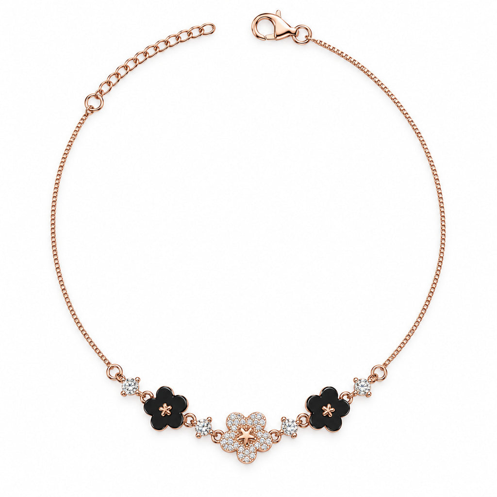 Rosé Bloom Trio Anklet