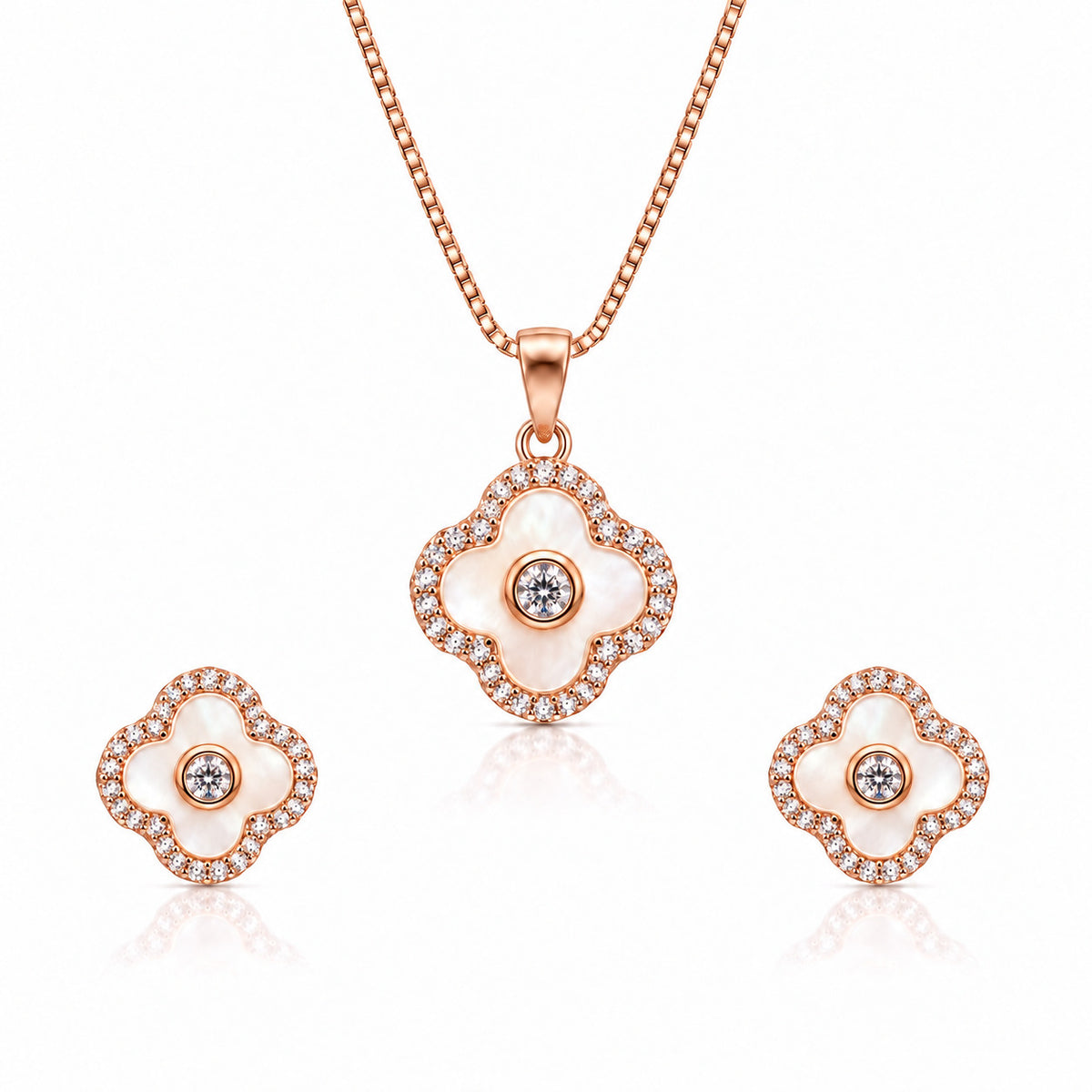 Silver Snow Clover Necklace
