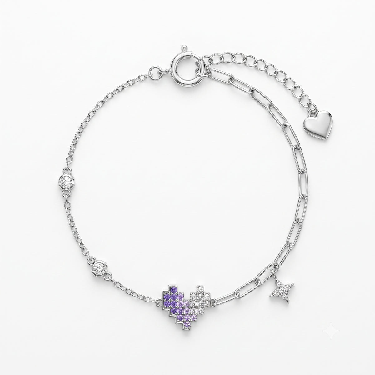 Pixel Heart Charm Bracelet