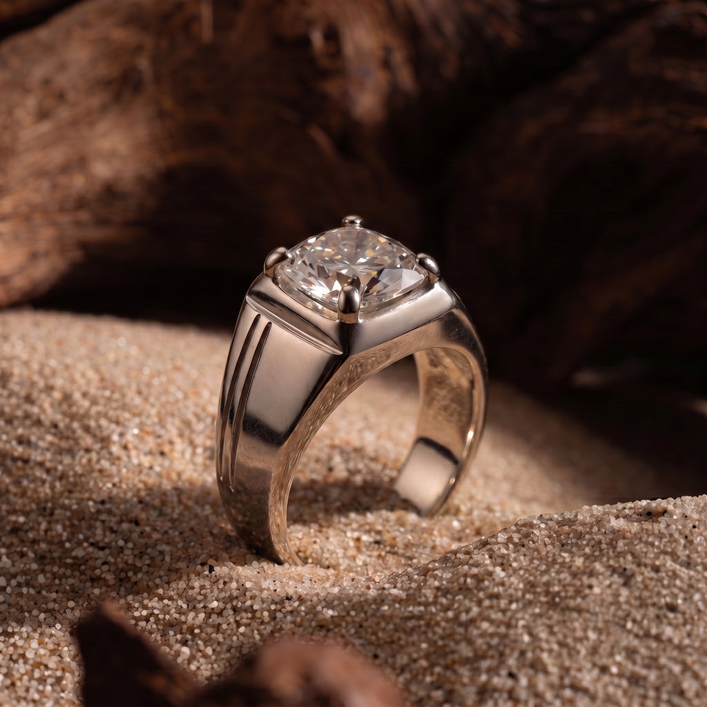Pinstripe Solitaire Ring