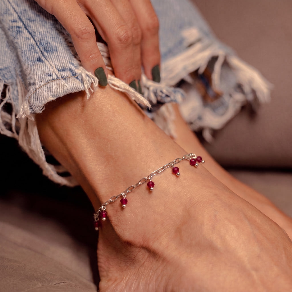 Pink Bead Cascade Anklet