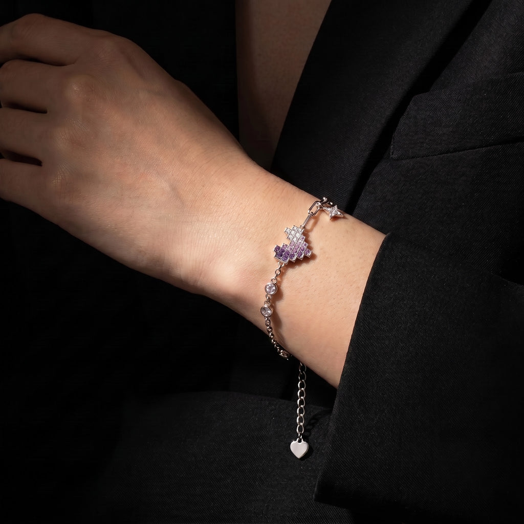 Pixel Heart Charm Bracelet